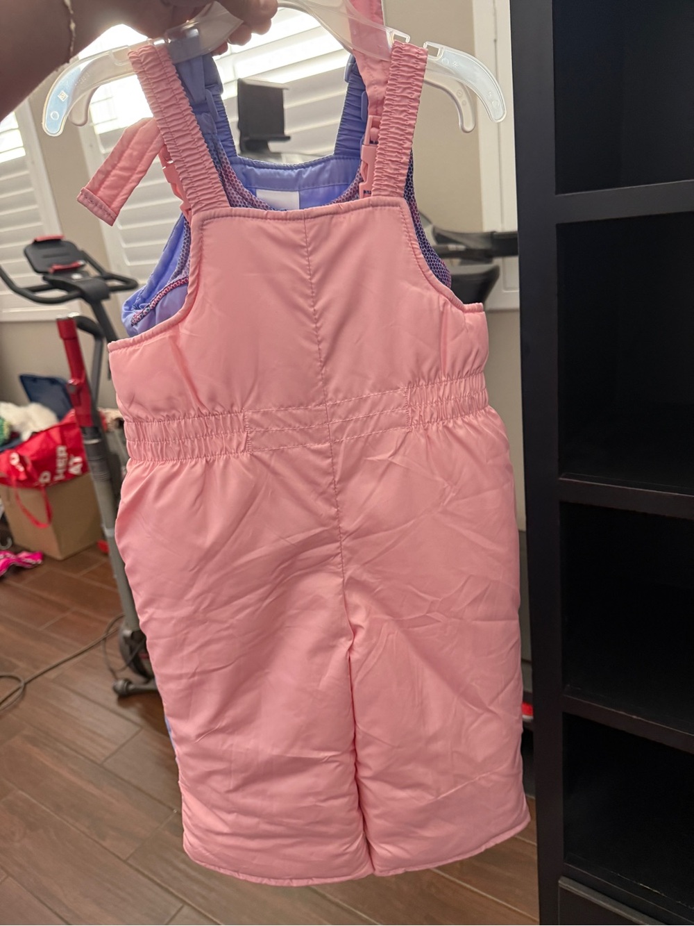 3T Pink and Purple Snow Bibs with Ear Muffs - Picture 4 of 10